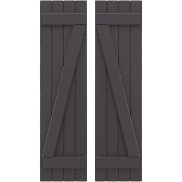 Ekena Millwork Americraft 4-Board (2 Batten) Wood Joined Board-n-Batten Shutters w/ Z-Bar, ARW102BB414X77SMH, PR ARW102BB414X77SMH - main